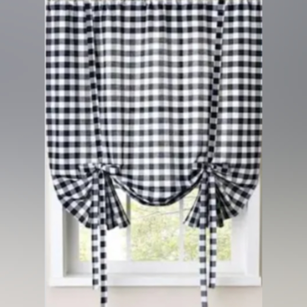 Set of Two Buffalo Plaid Balloon Valances - 63 Inches Long Without The Ties